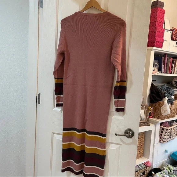 NWT Anthropologie Parvati Midi Column Sweater Dress Pink Long Sleeve Striped New - Picture 10 of 12